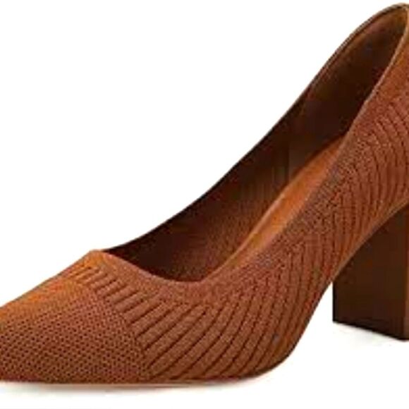 coutgo Shoes - (74-3734) Coutgo Womens Chunky High Heels Knit Pointed Closed Toe Heel Sz 11